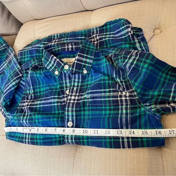 MINI BODEN 9-10 Blue/Green Check Dress Shirt Button Up Down - Picture 3 of 5